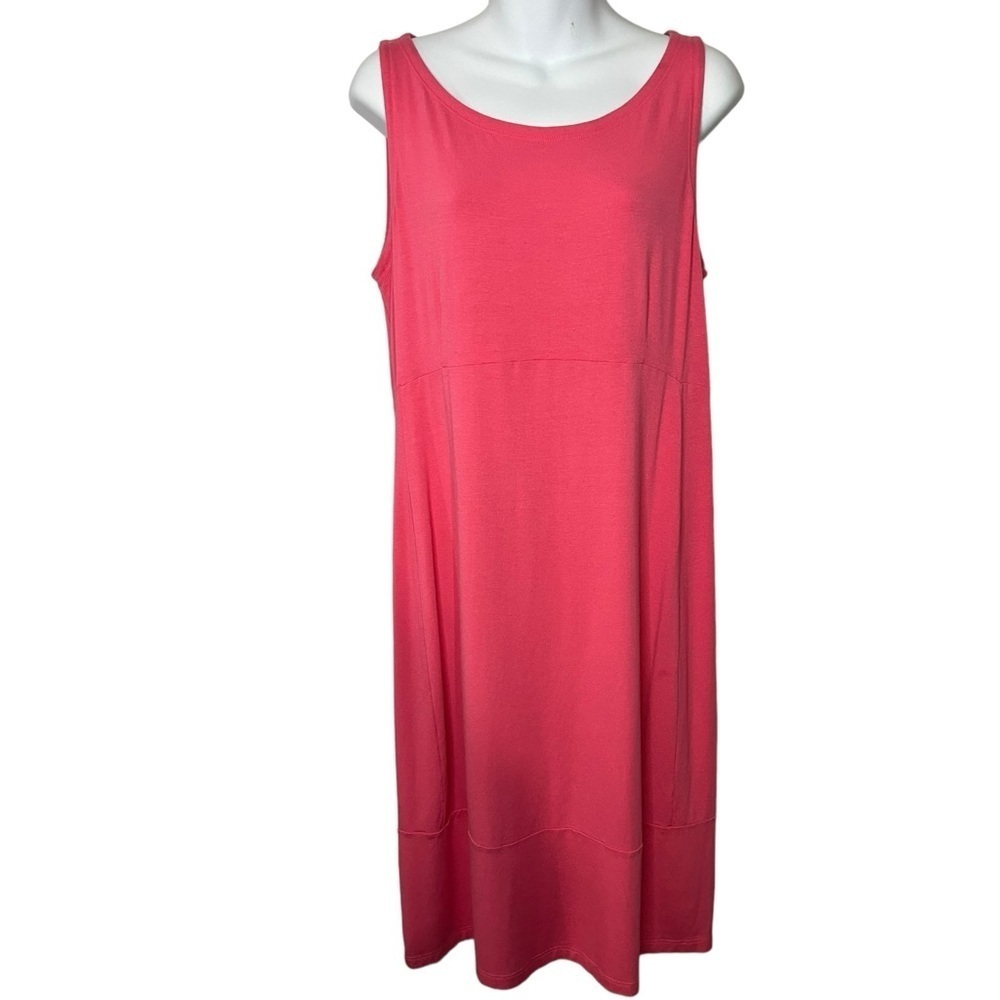 Eileen Fisher Bright Pink Cotton Rayon Keyhole Back Dress